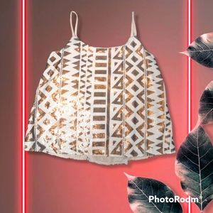 White & Gold Sequin Tank Top